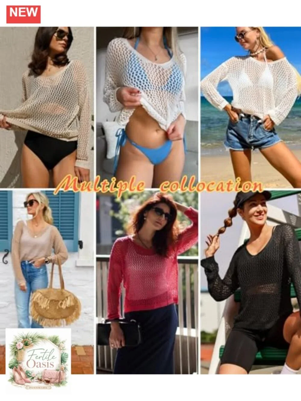 Women's Crochet Long Sleeve Hollow Out Swim Cover Up Beach Bikini Summer Tunic